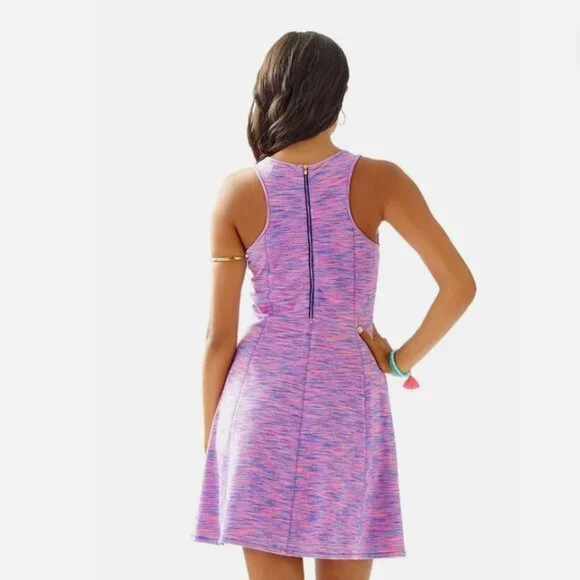 Lilly Pulitzer | Cove Flamingo Pink Space Dye Active Fit & Flare Mini Dress | XS - Picture 5 of 14